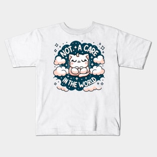 Carefree Kawaii Cat Bliss Kids T-Shirt